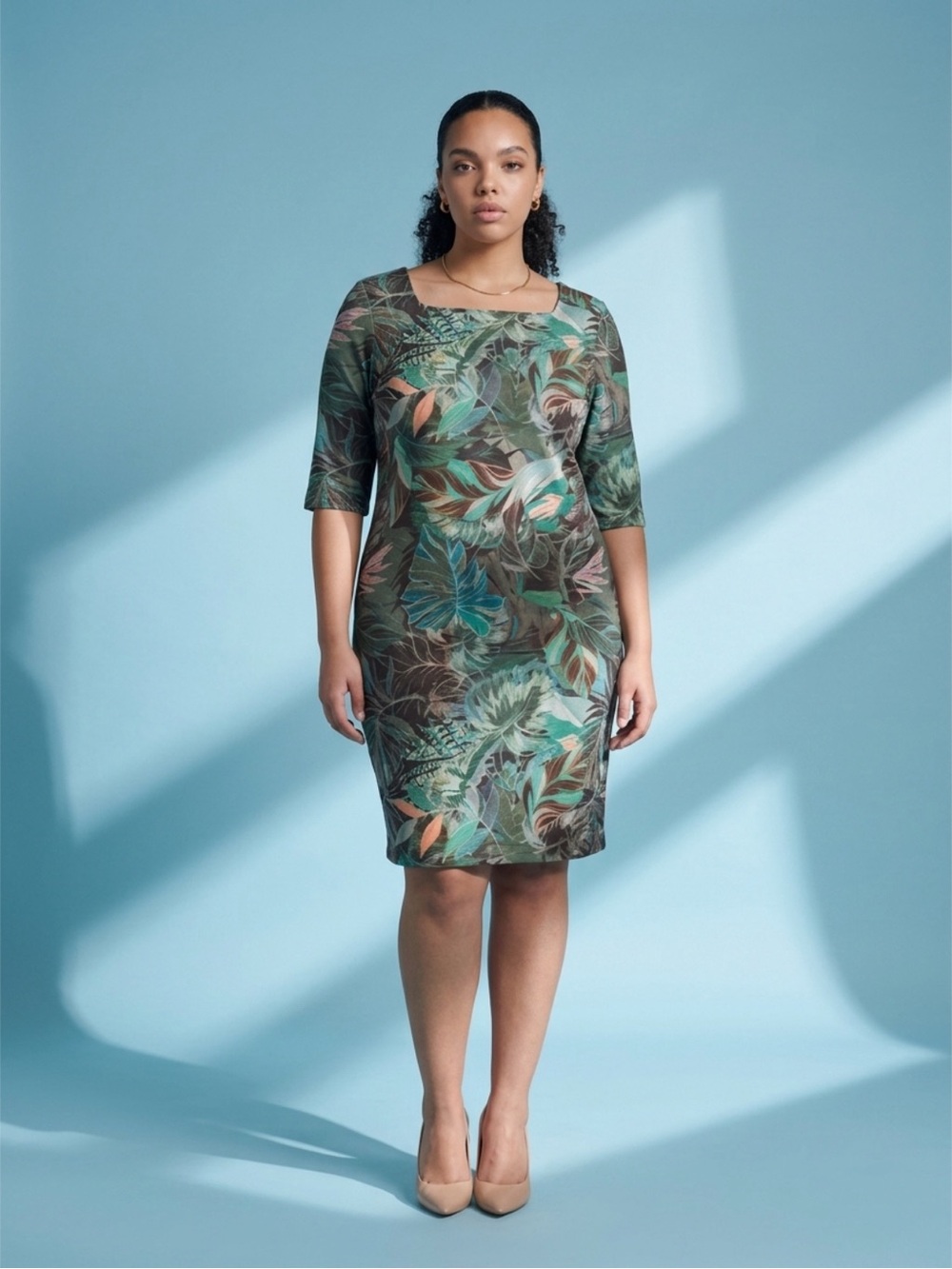 Nadya Toto Sheath Dress with Square Neck